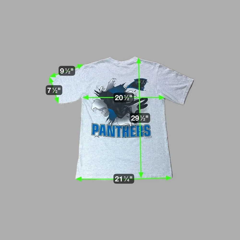 Vintage Carolina Panthers T-Shirt Large Nutmeg 1993 Double Sided USA Made - Picture 4 of 11